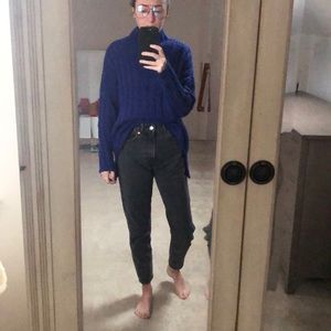 H&M Cobalt Blue Mockneck Rib Knit Sweater
